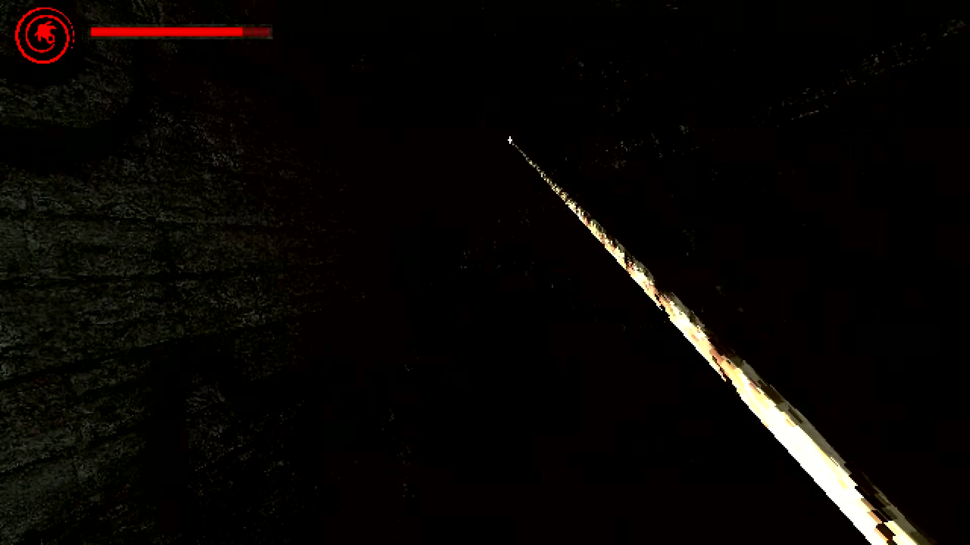 Player grappling through a narrow corridor while escaping the Murderpede, rope visible stretching to a ceiling anchor